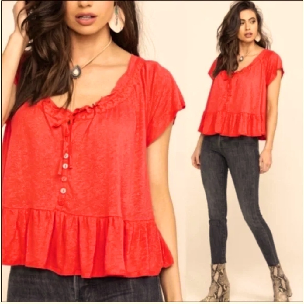 FREE PEOPLE “Camelia” ruffle top